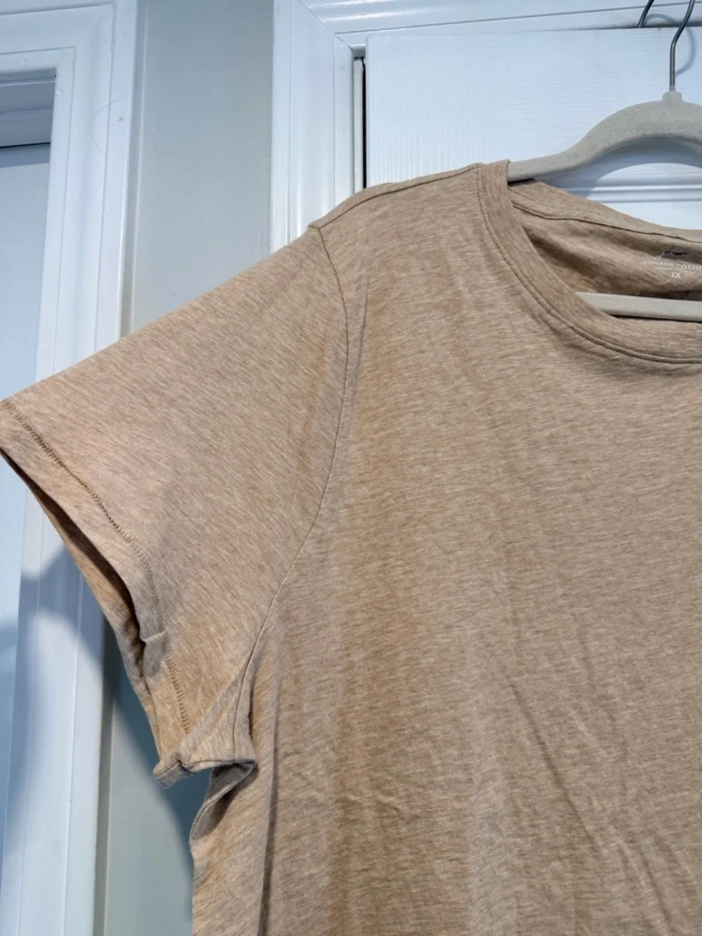 NWOT J. Crew Size 2X Oatmeal Vintage Cotton Short Sleeve Crew Neck Tee Shirt
